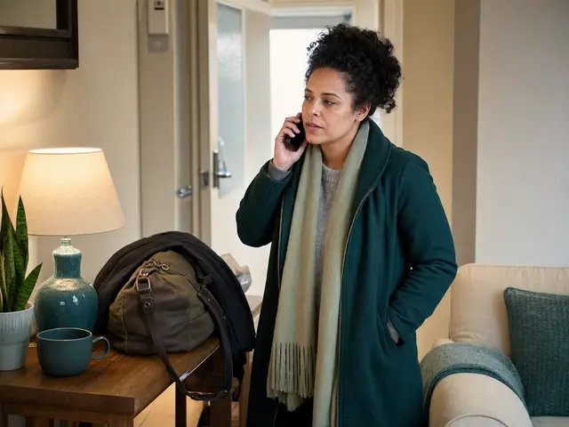 Woman making a phone call from a safe indoor space